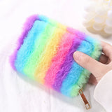 Soft Fluffy Women Wallet Colorful Stripes Female Purse for Travel Gift