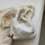 Large Capacity Plush Women's Bag: Winter Warm Soft Tote Shoulder Shopper Bags