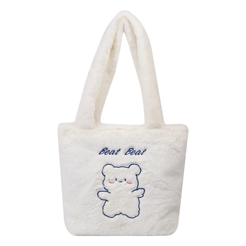 Plush Women's Bear Print Shoulder Bag