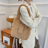 Plush Women's Bear Print Shoulder Bag