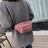 Plush Women's Belt Bag Solid Waist Pouch