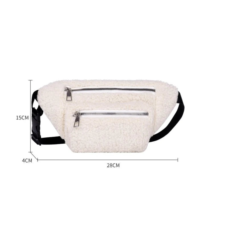 Plush Women's Waist Bag Solid Belt Bags