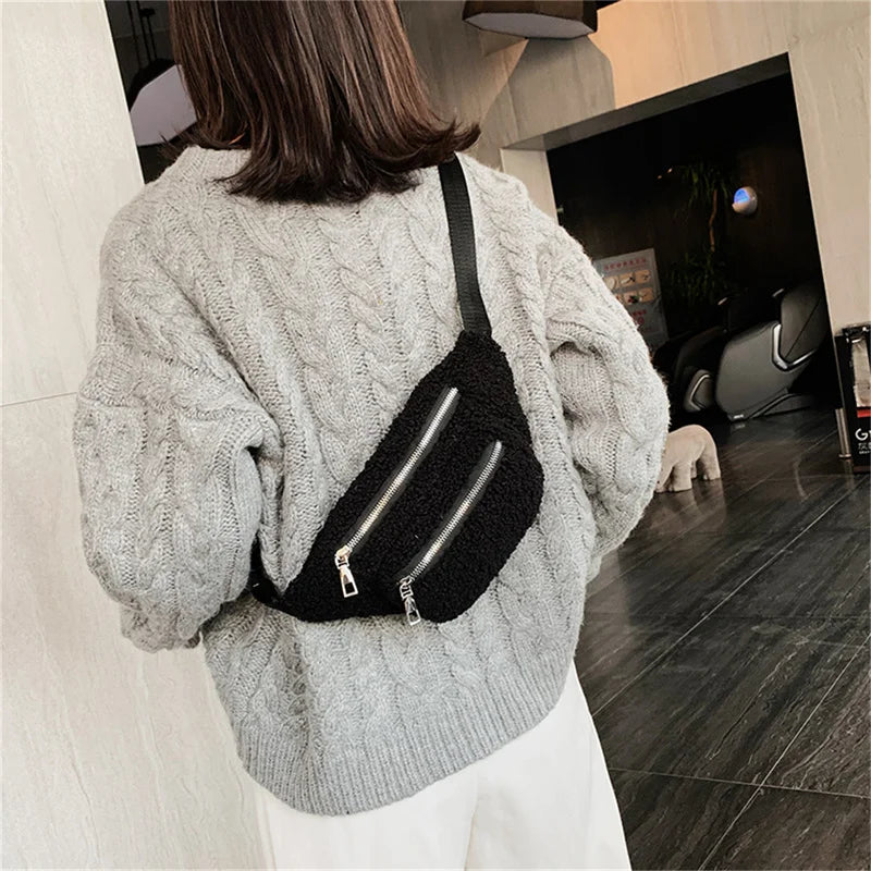 Plush Waist Bag Crossbody Chest Bag Women