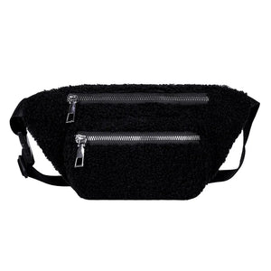 Plush Waist Bag for Women in Solid Color