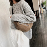 Plush Women's Waist Bag Solid Belt Crossbody Chest Bag