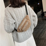Plush Women's Waist Bag Solid Belt Bags