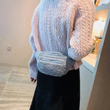 Plush Women's Waist Bag Solid Belt Bags Shoulder Crossbody Chest