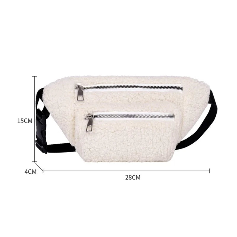 Plush Women's Waist Bag Solid Belt Bags Crossbody Chest Bag