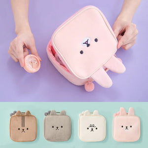 Animal Embroidery Square Cosmetic Bag Large Capacity Storage Rabbit Shape Purses