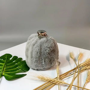 Plush Hip Flask Bucket Bag Chain Shoulder Messenger Bag