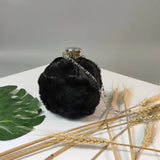 Plush Hip Flask Bucket Bag Chain Shoulder Messenger Bag