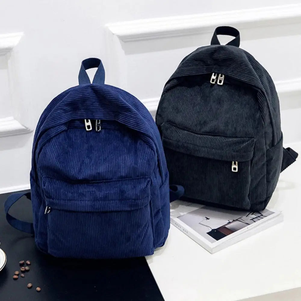 Large Capacity Backpack Women Corduroy Student Schoolbag