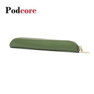 Leather Green Pencil Bag Pouch Small Pencil Pouch