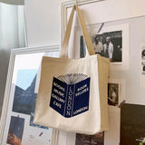 Classic Poetry Life College Style Shoulder Bag Retro Zipper Canvas Shopping Bag