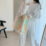 Vintage Classic Pattern Thick Cotton Canvas Shoulder Shopping Tote Bag