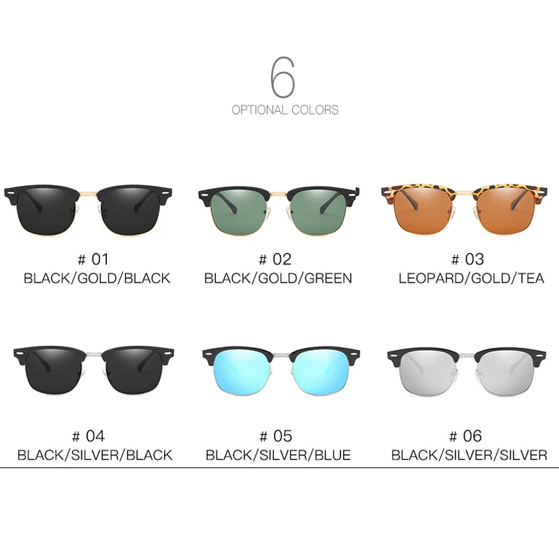 Vintage Half Frame Polarized Sunglasses Retro Sun Glasses