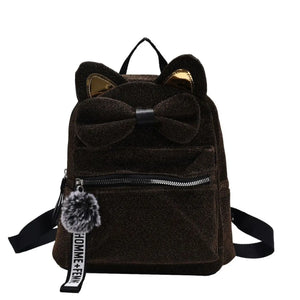 Pom Pom & Bow Decor Novelty Bag Girl Handbag Backbag