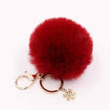 Snowflake Pom Pom Keychain Fluffy Plush Ball Women Girls Bag Accessory Holiday