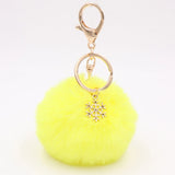 Snowflake Pom Pom Keychain Fluffy Plush Ball Women Girls Bag Accessory Holiday