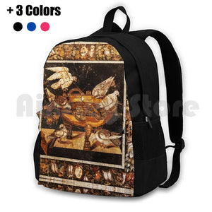 Antique Roman Mosaics Doves Drinking Water Outdoor Hiking Backpack