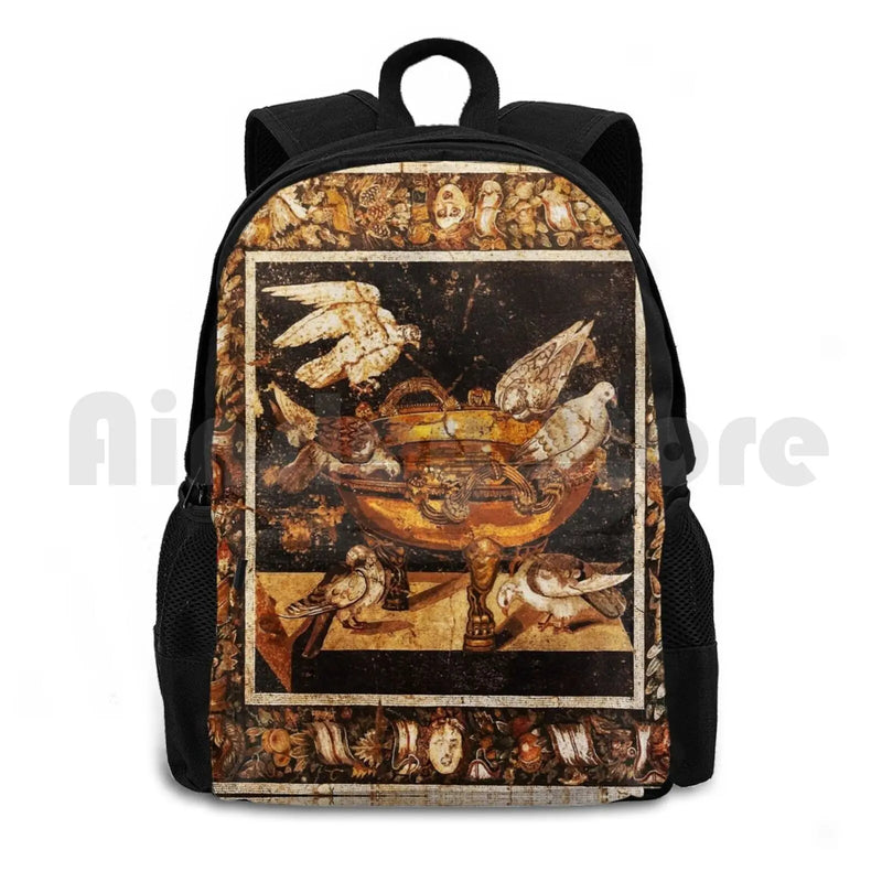 Antique Roman Mosaics Doves Drinking Water Outdoor Hiking Backpack