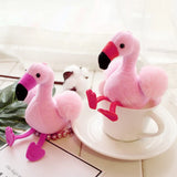 Fluffy Flamingo Keychain Woman Fur Bag Charms Keyrings Pom Car Pendant