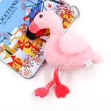 Fluffy Flamingo Keychain Woman Fur Bag Charms Keyrings Pom Car Pendant