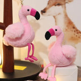 Fluffy Flamingo Keychain Woman Fur Bag Charms Keyrings Pom Car Pendant