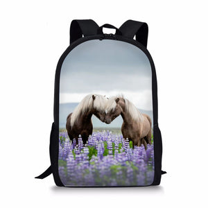 Pony Print Backpacks Shoulder Bags School Bags Girls Travel