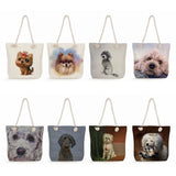 Poodle Dog Art Portrait Print Tote Bag Thick Rope Shoulder Bag