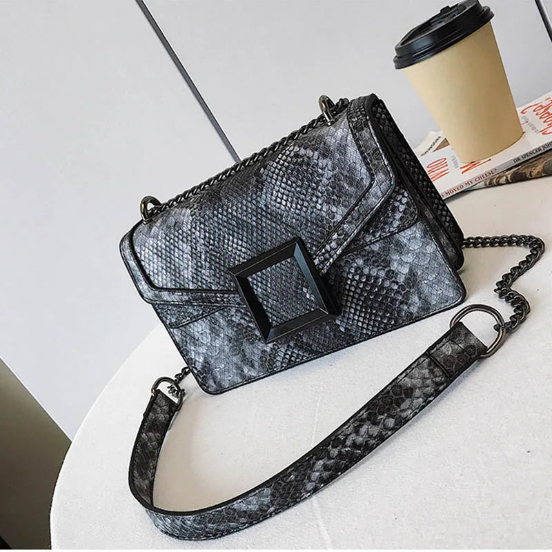Pooflower Serpentine Snake Chains Mini Purse Bags Shoulder Bag for Women