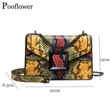 Pooflower Serpentine Snake Chains Mini Purse Bags Shoulder Bag for Women
