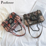 Pooflower Serpentine Snake Chains Mini Purse Bags Shoulder Bag for Women