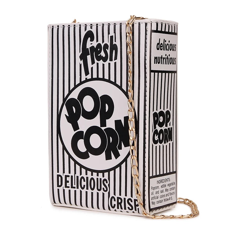 Popcorn Red Stripe Chain Shoulder Crossbody Bag for Women