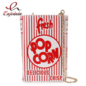 Popcorn Red Stripe Chain Shoulder Crossbody Bag for Women