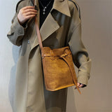 Autumn Winter Bucket Bag Shoulder Bags Women Western Style Crossbody Bags