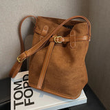 Autumn Winter Bucket Bag Shoulder Bags Women Western Style Crossbody Bags