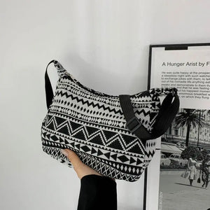 Ethnic Style Canvas Crossbody Tote Bag for Women
