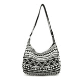 Ethnic Style Canvas Crossbody Tote Bag for Women