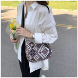 Ethnic Style Canvas Crossbody Tote Bag for Women