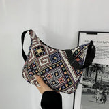 Ethnic Style Canvas Crossbody Tote Bag for Women