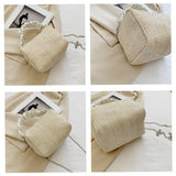 Small Straw Crossbody Bag for Women with Chain Strap