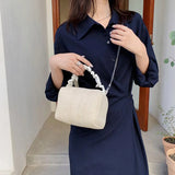 Small Straw Crossbody Bag for Women with Chain Strap