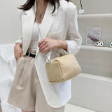 Small Straw Crossbody Bag for Women with Chain Strap