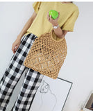 Cotton Rope Hollow Straw Bag Macrame Tote Vintage Handbag