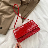 Crocodile Pattern Handbags PU Leather Shoulder Messenger Textured Buckle