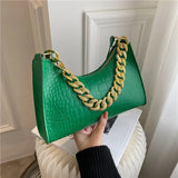 Crocodile Pattern Women's Shoulder Bag Zipper Handbag PU Leather