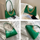 Crocodile Pattern Women's Shoulder Bag Zipper Handbag PU Leather