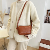 Crocodile Pattern Women's Shoulder Bag PU Leather Crossbody Bags