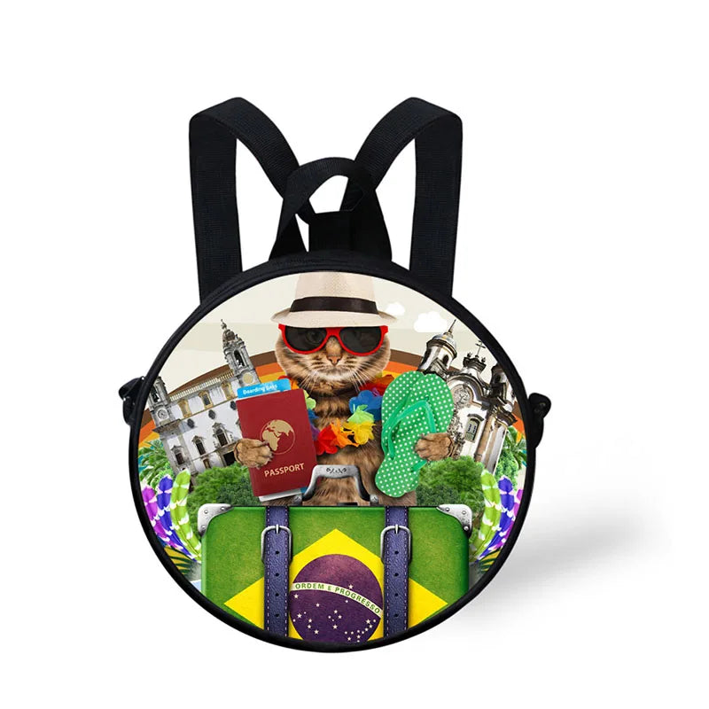 Kids Multicolor Round Kindergarten Backpack with Adjustable Shoulder Strap